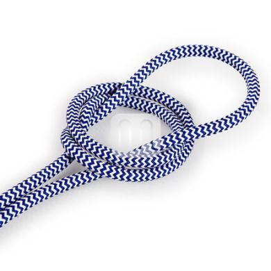 Cabo elétrico redondo flexível revestido a tecido H03VV-F 2x0,75mm2 D.6.2mm, em azul/branco TO110
