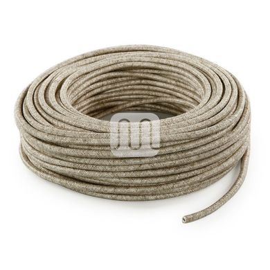 Flexible round fabric covered electrical cable H03VV-F 2x0,75 D.6.8mm canvas beige TO401