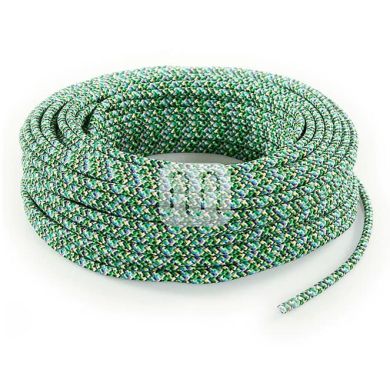 Flexible round fabric covered electrical cable H03VV-F 2x0,75 D.6.2mm green TO305