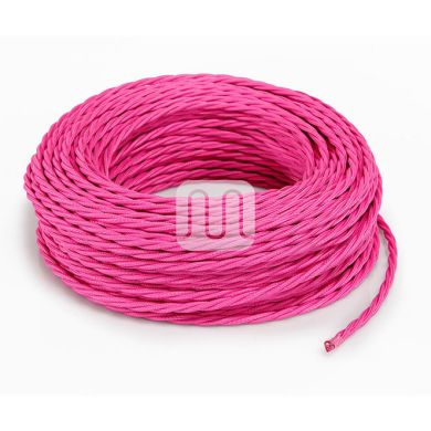 Twisted fabric covered electrical cable H05V2-K FRRTX 2x0,75 D.5.8mm fuchsia TR6