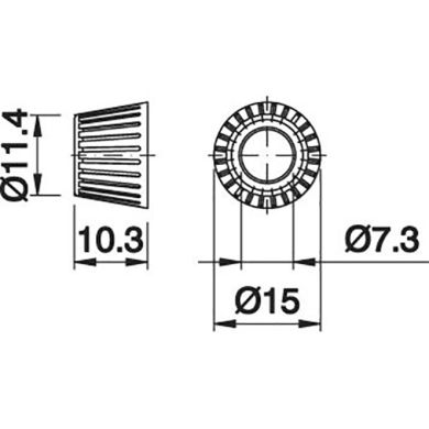 Black ring for series 330 switch, H.10, 3mm, in thermoplastic resin