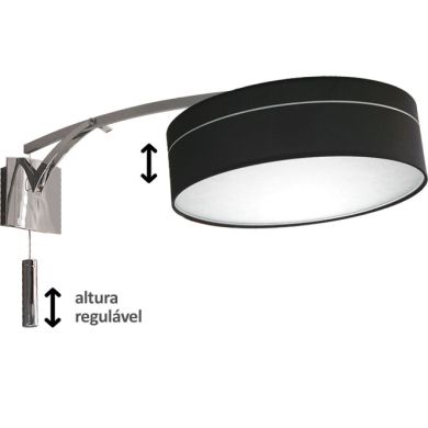 Wall Lamp ATIBAIA 1xE14 L.40xW.90xH.50cm Black/Chrome