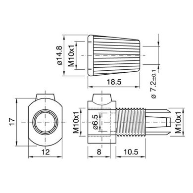 Presacable hembra para cable SC15, en resina termoplástica blanca