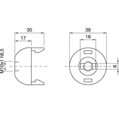 Capa preta para suporte E27 de 2-peças com rosca (M10x1) e batente, em resina termoplástica