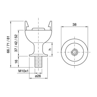 Capa branca para suporte E27 de 2-peças com rosca e sem travão, Alt.25mm, em resina termoplástica