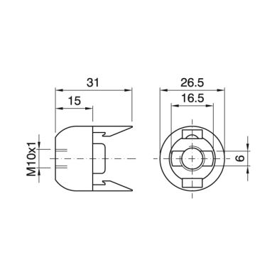 Transparent dome for E14 2-pieces lampholderw/threaded entry M10 and retainer, thermoplastic resin