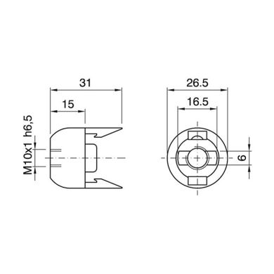 Gold dome for E14 2-pc lampholderw/threaded entry M10, ret. and stem lock. screw, thermopl. resin