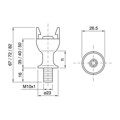 Black dome for E14 2-pieces lampholder w/threaded entry without stop, H.20mm, thermoplastic resin