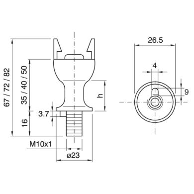 White dome for E14 2-pieces lampholder w/threaded entry and stop, H. 25mm, thermoplastic resin