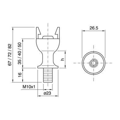 Capuchón dorado termoplastico p/ portal. E14 de 2 piezas roscado sin blocacable alt.25mm