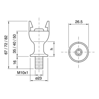 Black dome for E14 2-pieces lampholder w/threaded entry, without stop, H.25mm, thermoplastic resin