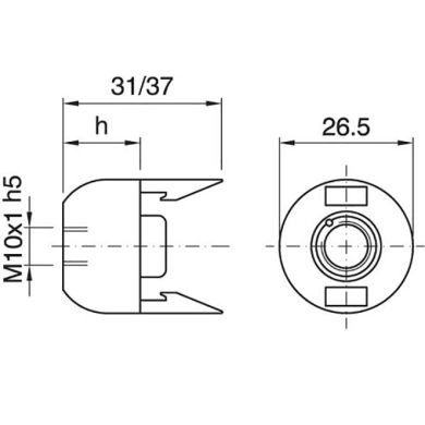 Capa branca p/suporte E14 de 2-pc c/porca metálica M10 e parafuso anti-rotação, resina termoplástica