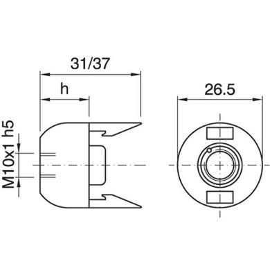 Gold dome for E14 2-pc lampholder w/metal nipple M10 and stem locking screw, thermoplastic resin