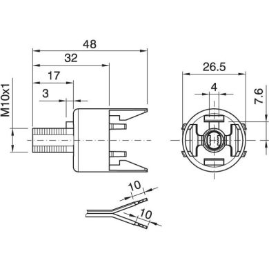 White dome for E14 2-pc lamph. w/thread.stem, stop, built-in cord-grip, anti-rot. dev., thermopl.res