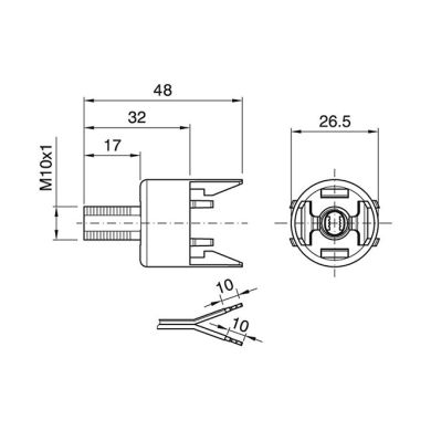 Capa dourada p/suporte E14 de 2-pc c/rosca M10, s/travão, serra cabos integrado, resina termoplástic