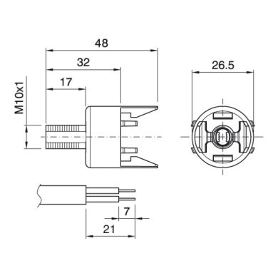 Capa preta p/suporte E14 de 2-pc c/rosca M10, s/travão, serra cabos integrado, resina termoplástica