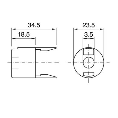 Capa preta de encaixe p/suporte E14 vela de 2-pc com patilha metálica SQ.., em resina termoplástica