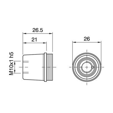 Gold dome for E14 3-pc lampholder w/metal nipple M10 and stem locking screw, H.21mm, in bakelite