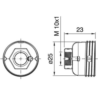 Capa cromada p/suporte metálico E14 de 3-peças c/porca metálica M10 e parafuso anti-rotação, metal