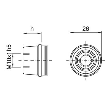 Capa dourada para suporte E14 de 3-peças c/porca metálica M10 e parafuso anti-rotação, em baquelite