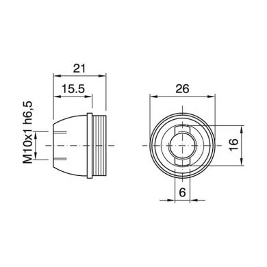 Capa branca brilhante p/suporte E14 3-pc com porca metálica M10 e paraf.anti-rotação, resina termopl