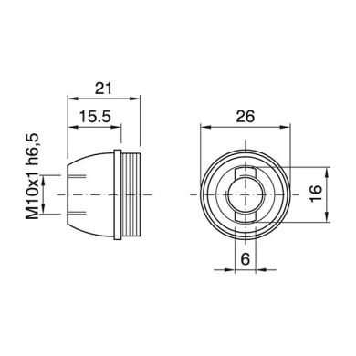 Capuchón negro brillante termopl. p/portalámparas E14 de 3piezas c/racor M10 roscado y tornillo