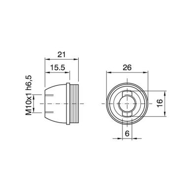 Capa branca para suporte E14 de 3-peças com rosca (M10x1) e batente, em resina termoplástica