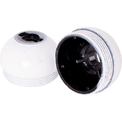 White dome for E27 3-pieces lampholder with threaded entry (M10x1) and retainer, in bakelite