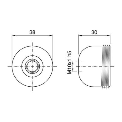 Capuchón cobreado p/portalámparas metalico E27 de 3 piezas c/racor metalico roscado M10 y tornillo