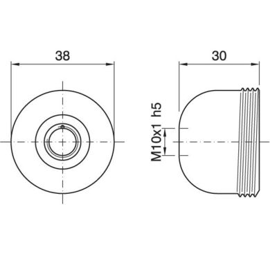 White zinc-plated dome for E27 3-pieces metal lampholder w/met. nip.M10 and stem locking screw, meta