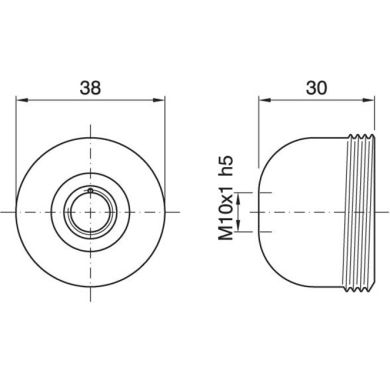 Capuchón latonado p/portalámparas metalico E27 de 3 piezas c/racor metalico roscado M10 y tornillo