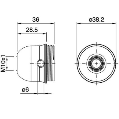 White dome for E27 3-pc lampholder w/metal nipple M10, stem lock. screwand side hole, thermopl. resi