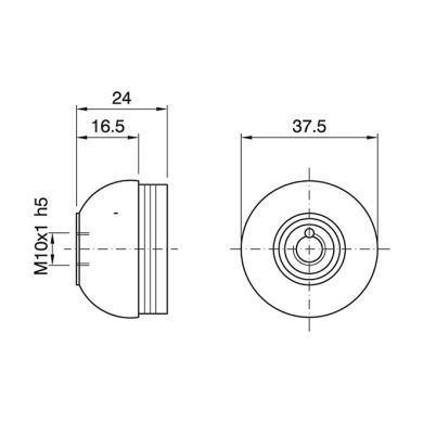 Capa dourada p/suporte E27 3-pc com porca metálica M10, parafuso anti-rotaçãoe Terra, em baquelite