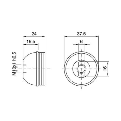 Capa branca para suporte E27 de 3-peças com rosca (M10x1) e batente, em resina termoplástica