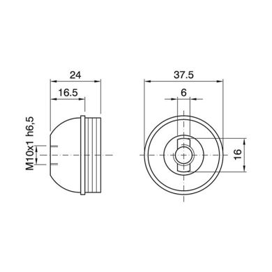 Capa preta para suporte E27 de 3-peças com rosca (M10x1) e batente, em resina termoplástica