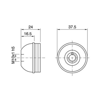 Capa dourada brilhante p/suporte E27 3-pc com porca metálica M10 e paraf.anti-rotação, resina termop