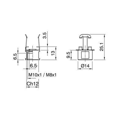 Dome M10 with spring for metal G9 lampholder Ref.5610, in metal