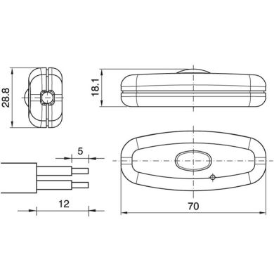 White table dimmer with push botton 10-150W 230Vac