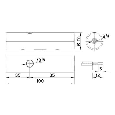 White universal electronic table dimmer w/push button 2-100W LED Ret. | 4-100W incand.
