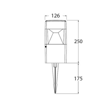 Foco com espigão ELISA 1xGX53 10W botão CCT (3cores) IP55 C.12,6xL.12,6xAlt.42,5cm resina cinza