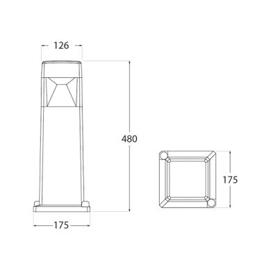 Pillar ELISA 1xGX53 10W CCT (3colors) switch IP55 L.12,6xW.12,6xH.48cm black resin