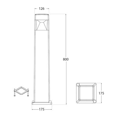 Pillar ELISA 1xGX53 10W CCT (3colors) switch IP55 L.12,6xW.12,6xH.80cm black resin