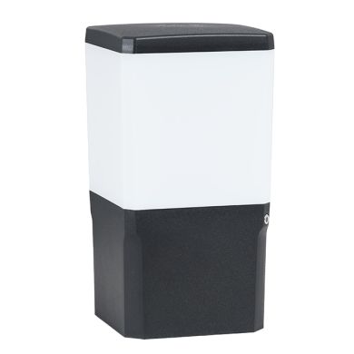 Farola VIRGILIO 1xE27 11W con pulsador CCT (3colores) IP55 L.13,1xAn.13,1xAl.25cm resina negra