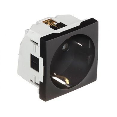 Safety Earth Socket (Schuko type) QUADRA45 Horizontal Apertures (2 Modules) 16A 250Vac, matte black