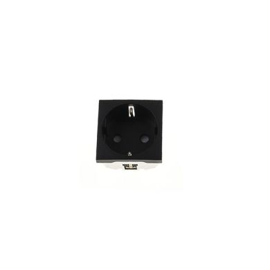 Safety Earth Socket (Schuko type) QUADRA45 Horizontal Apertures (2 modules) in matte black