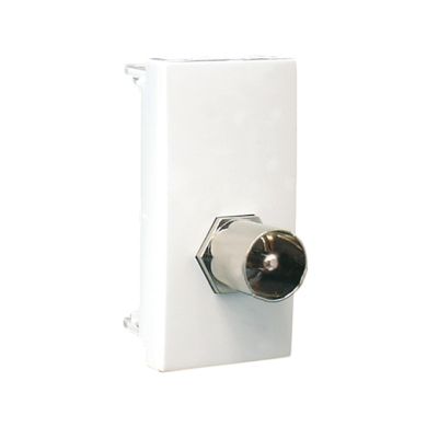 Módulo com Conetor IEC macho/Tipo F (1 Módulo) em branco mate