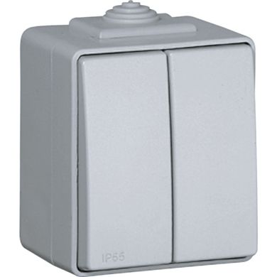 Double Two-way Switch ESTANQUE48 10A 250Vac IP65 IK07 in grey