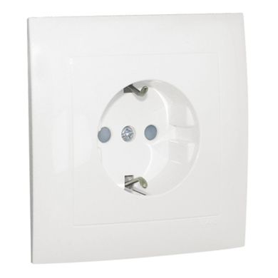 Tomada schuko monobloco c/obturador branca