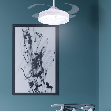 Ceiling fan DC MARTE white, 4 retractable blades, 72W LED 3000|4000|6000K, H.35xD.108/50cm