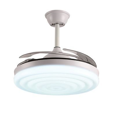 Ventoinha de tecto ARCOS branca, 4 palas retráteis, 72W LED 3000|4000|6000K, APP, Alt.35xD.108/50cm